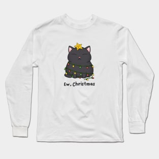 Ew Christmas Cute Black Cat Christmas Tree Long Sleeve T-Shirt